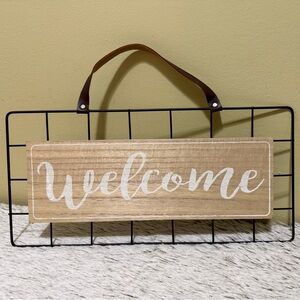 Wooden Welcome Sign with White Lettering